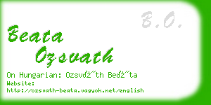 beata ozsvath business card